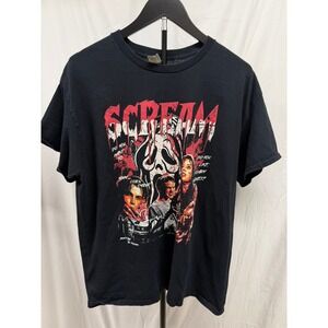 Vintage‎ 90's Scream Ghost face Graphic Crew Neck Tee Shirt Sz Large